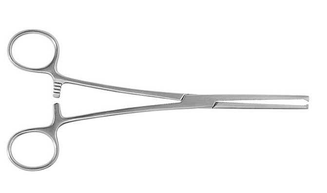 040-350-14 KOCHER-OCHSNER Затискач гемостатичний; прямий; із зубчиками; 1x2 зубчики; 14,0см